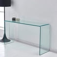 thumbnail image 3 of Heavenly Collection Glass Medium Console in Clear, Clear Glass Medium Console, Un-tempered Glass Medium Console, Bent Glass Medium Console, Waterfall Medium Console, Glass Medium Console Table, 3 of 9