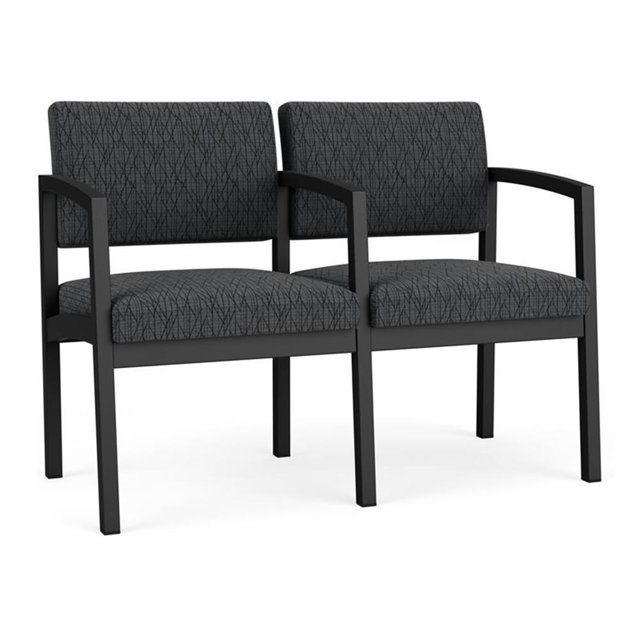 Lenox Steel Reception Waiting Room 2 Seats Chair / Black Steel / Dark Gray