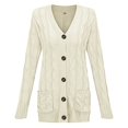 thumbnail image 5 of Women Winter Sweater Cardigan Long Sleeve Open Front Button Down Knitwear Coat With Pocket, 5 of 5