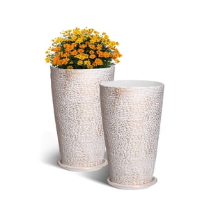 VEVOR Tall Planter Set of 2 Round Tapered Plant Pots 21 in for Outdoor Indoor