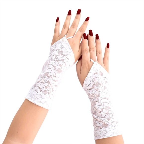 TINZ Lace Fingerless Gloves White Short Bride Wedding Gloves Floral Bridal Gloves For Women Gloves Mittens Men Ski Gloves Mittens Men Gloves Mittens Convertible