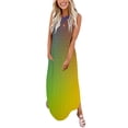 thumbnail image 1 of SMihono Robe Maxi Bohème d'Été pour Femmes Grande Taille Robe d'Été pour Femmes Design Décontracté Robe Dégradée Sans Manches Col Suspendu Col en V Longue Robe Robe de Plage Évasée, 1 of 5