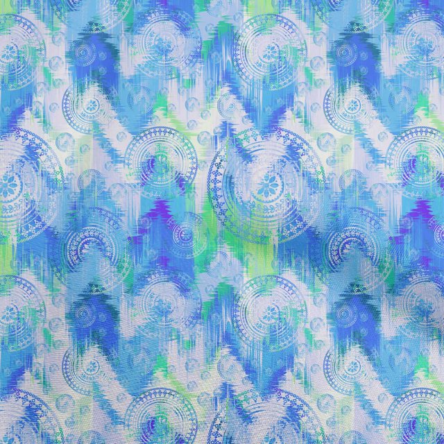 oneOone Polyester Lycra Medium Blue Fabric Swirl & Mandala Sewing Craft Projects Fabric Prints By Yard 56 Inch Wide