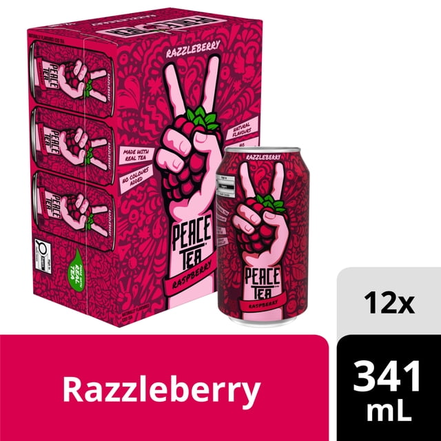 Peace Tea Razzleberry Iced Tea Cans, 341 mL, 12 Pack