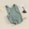 thumbnail image 3 of Cotton Linen Suspender Overalls for Baby  Sleeveless Solid Color Romper, 3 of 9