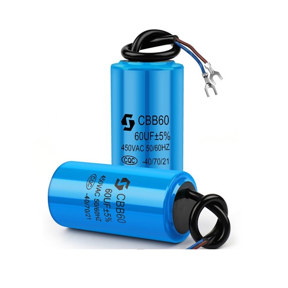 2Pcs CBB60 450V Motor Running Capacitor Series Water Pump Startup Capacitors Start Motor Run 450VAC 3uF-80uF ,Long-Time Use