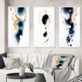 thumbnail image 1 of Designart "Heartbeat Rhapsody Turquoise and Gold Ink Cloud II" Abstract Painting Framed Wall Art Set Of 3 - Turquoise Modern Frame Canvas Set For Living Room Decor, 1 of 6
