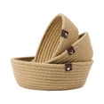 thumbnail image 2 of Storage Basket Three Piece Set, Rope Material Organizer, Household Dirty Clothes Toys Miscellaneous Storage, Elegant Design with Leather Handles, Varied Sizes, Easy to Clean, 2 of 6
