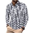 thumbnail image 1 of T-Shirt Décontracté Imprimé à Fermeture Éclair pour Hommes, Manches Longues, Col à Revers, 1 of 5
