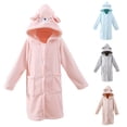 thumbnail image 4 of 3-8 Years Boys Girls Fleece Robe Hooded Soft Warm Bathrobe Sleepwear For Kids Gray C, 4 of 4