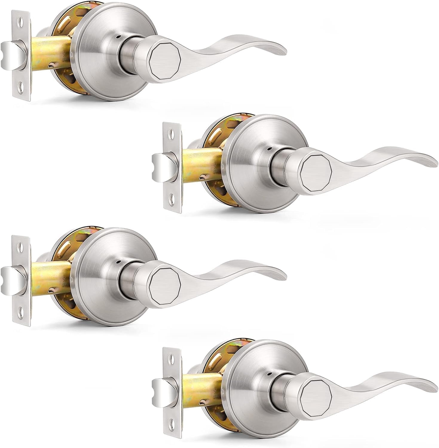 Passage Door Lock Lever Handle for Hallway and Closet Keyless Satin Nickel Interior Door Locksets