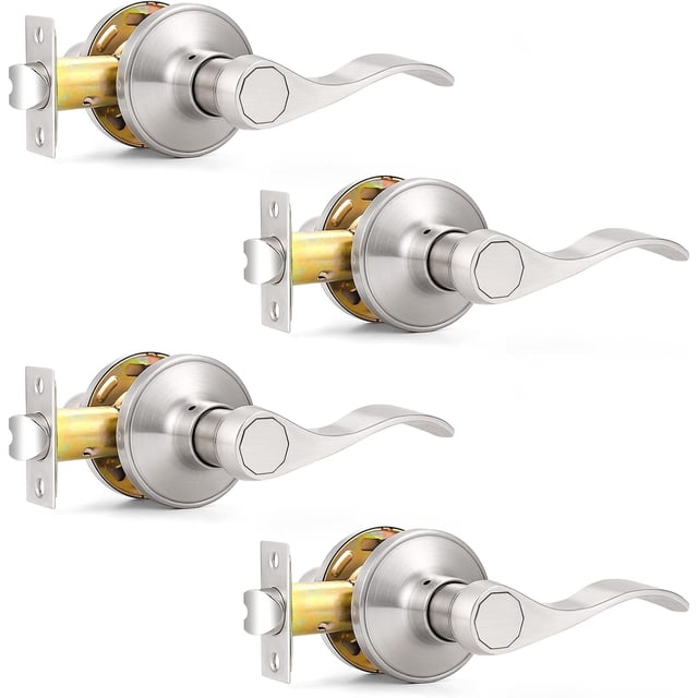 Passage Door Lock Lever Handle for Hallway and Closet Keyless Satin Nickel Interior Door Locksets