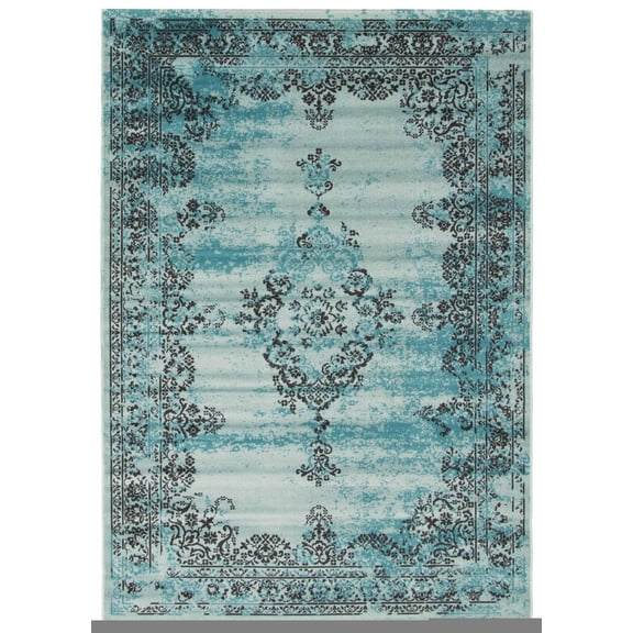 Tapis ECARPET de Style Traditionnel pour Salle à Manger, Salon et Chambre à Coucher Dahlia Vert
