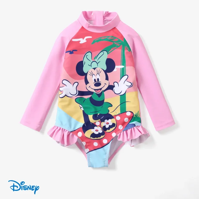 Disney Toddler Girls Swimsuit Minnie Mouse Rash Guard Graphic Bathing Suits Pink Kids 3-4T
