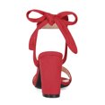 thumbnail image 2 of BLISSFUL STEP Women's Sandals Ankle Tie Back Open Toe Block Heels Red 11, 2 of 8