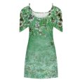 thumbnail image 4 of Robe d'Été pour Femmes 2024 Mode Grande Taille Imprimé Manches Courtes Épaules Dénudées Col Rond Robe Rabais de 50 % Liquidation!, 4 of 5