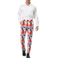 thumbnail image 2 of INSPIRE CHIC Men's Casual Geometric Printed Color Block Flat Front Dress Pants 32 Orange Blue, 2 of 7
