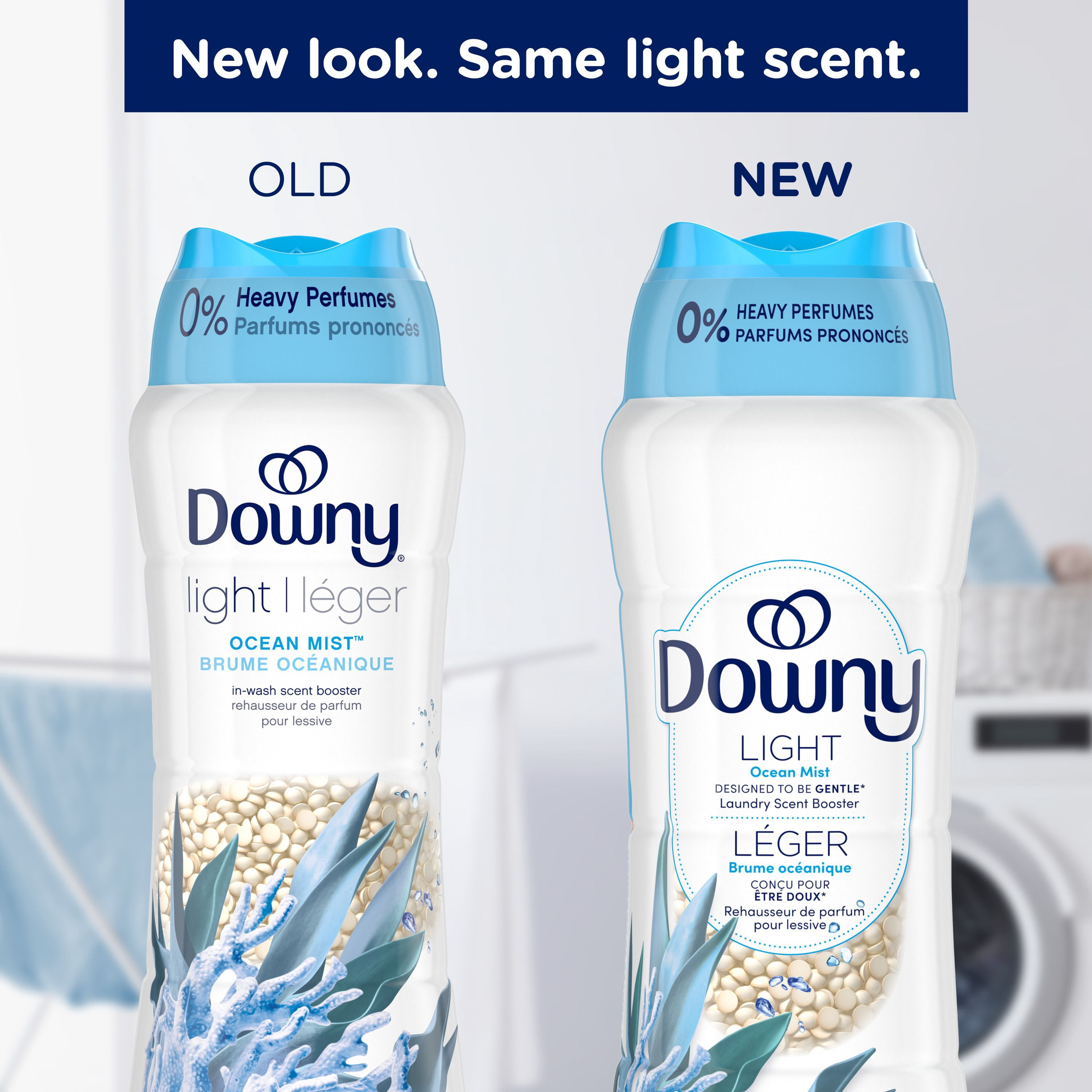 Perles rehausse-parfum pour lessive Downy Léger, parfum Brume océanique, perles pour les tissus pour la lessive, conçues pour être douces avec une légère bouffée de parfum, sans parfums prononcés