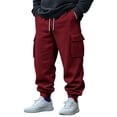 thumbnail image 2 of Yuyuzo Mens Cargo Sweatpants Causal Drawstring Workout Joggers Fleece Solid Color Athletic Pants with Pockets, 2 of 7