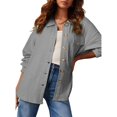 thumbnail image 2 of Qudderr Chemise Décontractée pour Femmes Veste Manches Longues Col en V Blouses Hauts Automne Hiver Chemises à Col pour Femmes S-2TG, 2 of 9