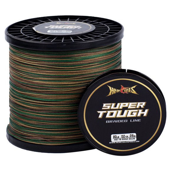 HERCULES Ligne de Pêche Tressée Super Résistante 4 Brins / 8 Brins, 4lb - 160lb Lignes Tressées, 150/30/500/1000 Yards pour Eau Salée 8 Livres Camouflage test 8LB (1000 Yards) - 4 Brins