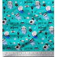 thumbnail image 1 of Soimoi Polyester Crepe Fabric Planet,Rocket & Astronaut Animals Cartoon Print Fabric by The Yard 52 Inch Wide, 1 of 3