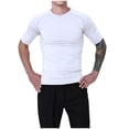 thumbnail image 4 of BADHUB Men's Compression Training T-shirts Quick Dry Short Sleeve Running Athletic Tee Shirt Moisture Wicking Performance Fitted Tee Tops Summer Savings White XL, 4 of 7