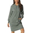 thumbnail image 1 of INSPIRE CHIC Chandail Molletonné Décontracté pour Femme à Enfiler, Manches Longues, Robe Midi à Capuche avec Poches, P Gris, 1 of 7
