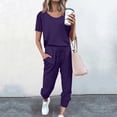 thumbnail image 2 of Yuyuzo Womens Workout Sets 2 Piece Short Sleeve Crew Neck T-Shirts Drawstring Jogger Pants with Pockets, 2 of 5
