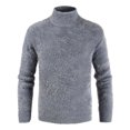 thumbnail image 1 of EGNMCR Chandail Homme Décontracté Uni Col Rond Chandail à Manches Longues Chandail Ajusté Tricoté Col Roulé, 1 of 4