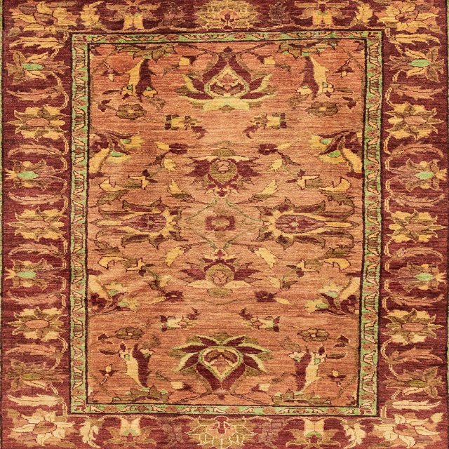 Ahgly Company Tapis d'Intérieur Carrés Abstraits Orange Tapis de Zone Abstraits, 7 Pieds Carré
