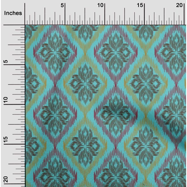 oneOone Polyester Lycra Fabric Argyle Ikat Printed Craft Fabric BTY 56 Inch Wide