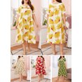 thumbnail image 4 of Robe de Détente pour Femmes Imprimé Floral Manches Courtes Ample Pyjamas, 4 of 8