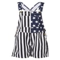 thumbnail image 3 of Adult Romper Summer American Flag Print Denim Bib Overall Shorts, 3 of 6