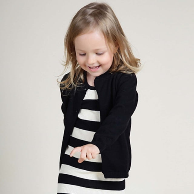 Toddler Candy Color Cardigan , Solid Color Winter Sweater For Boys/Girls ,0,3 Years, Super Soft, Black 5 Years