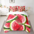 thumbnail image 2 of Erosebridal Ensembles de Literie à Imprimé Melon D\'eau Format Double, Ensembles de Douillette Thème Fruit 3D avec Draps, Réversible 7 Pcs, 2 of 5