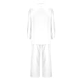 thumbnail image 4 of Women 2 Piece Linen Sets 2025 Button Up Long Sleeve Shirt Drawstring Wide Leg Pants Set Summer Outfits, 4 of 5
