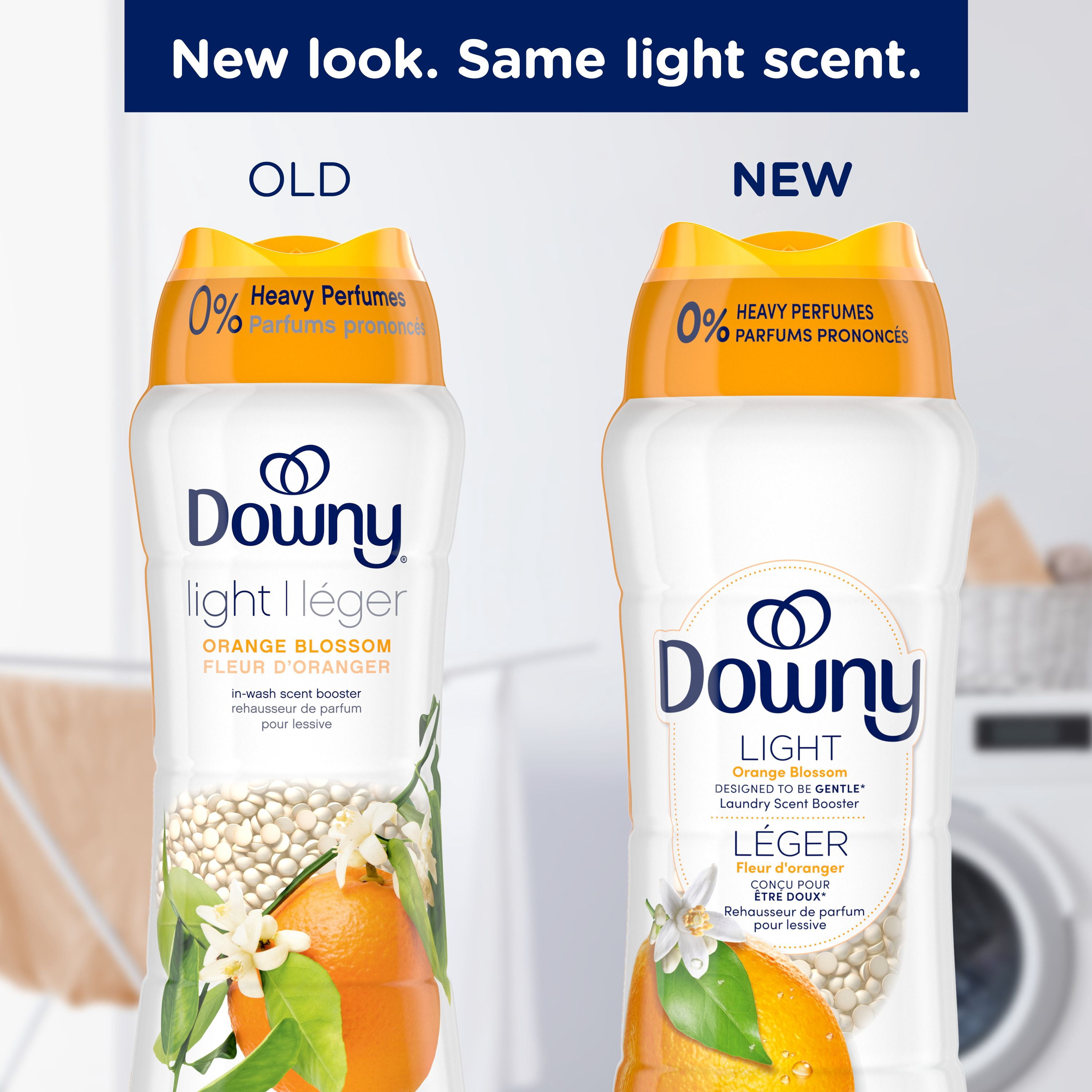 Perles rehausse-parfum pour lessive Downy Léger, parfum Fleur d’oranger, perles pour les tissus et la lessive, conçues pour être douces avec une légère bouffée de parfum, sans parfums prononcés