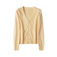 thumbnail image 1 of MAWCLOS Ladies Cardigan Sweater Long Sleeve Outwear V Neck Coat Soft Travel Button Down Jacket Beige S, 1 of 2