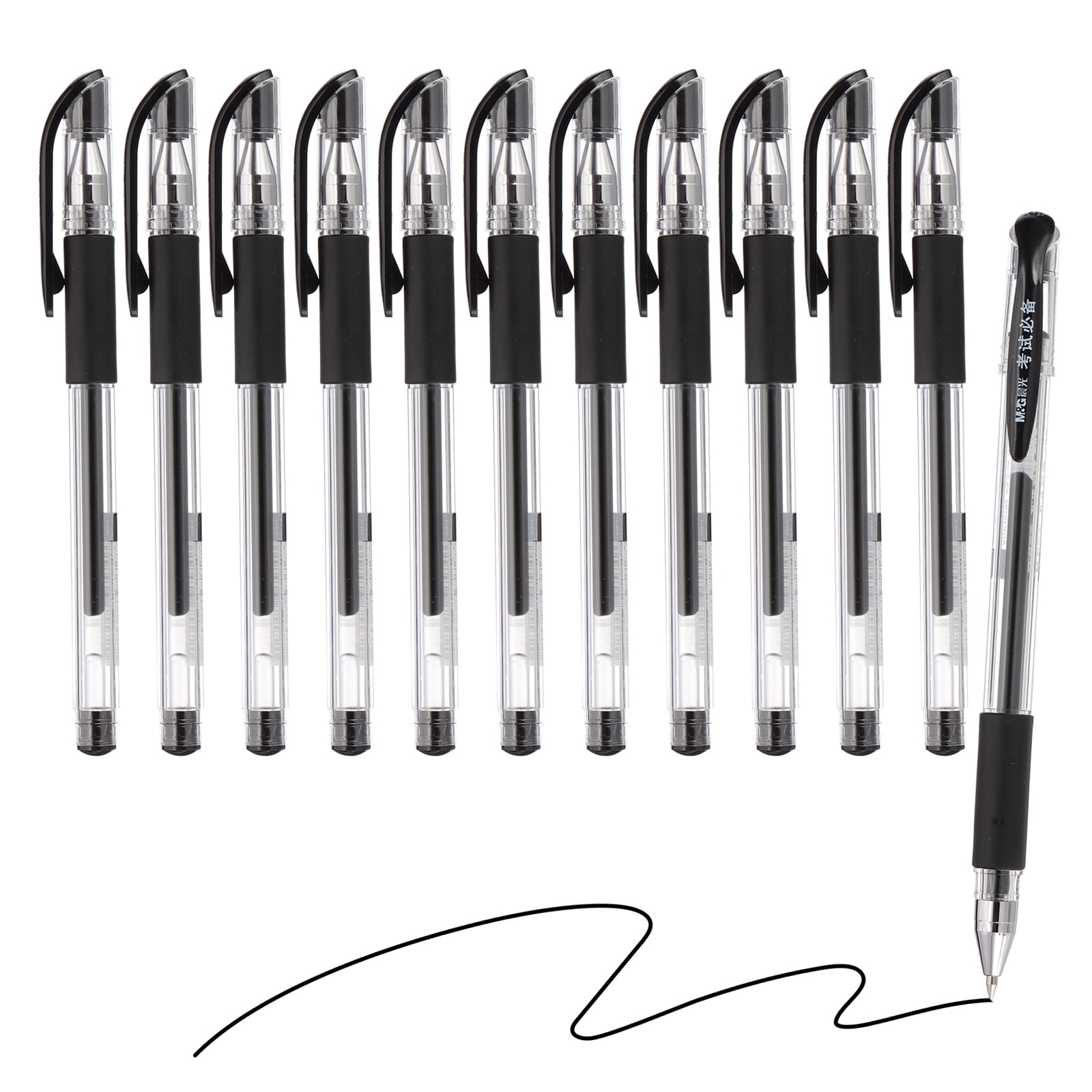 Uxcell Gel Pen Medium Point 0.5mm, 24 Pack Smooth Black Gel Ink Rollerball Pen for Home Office Writing Note Taking Journaling Business, Style 11