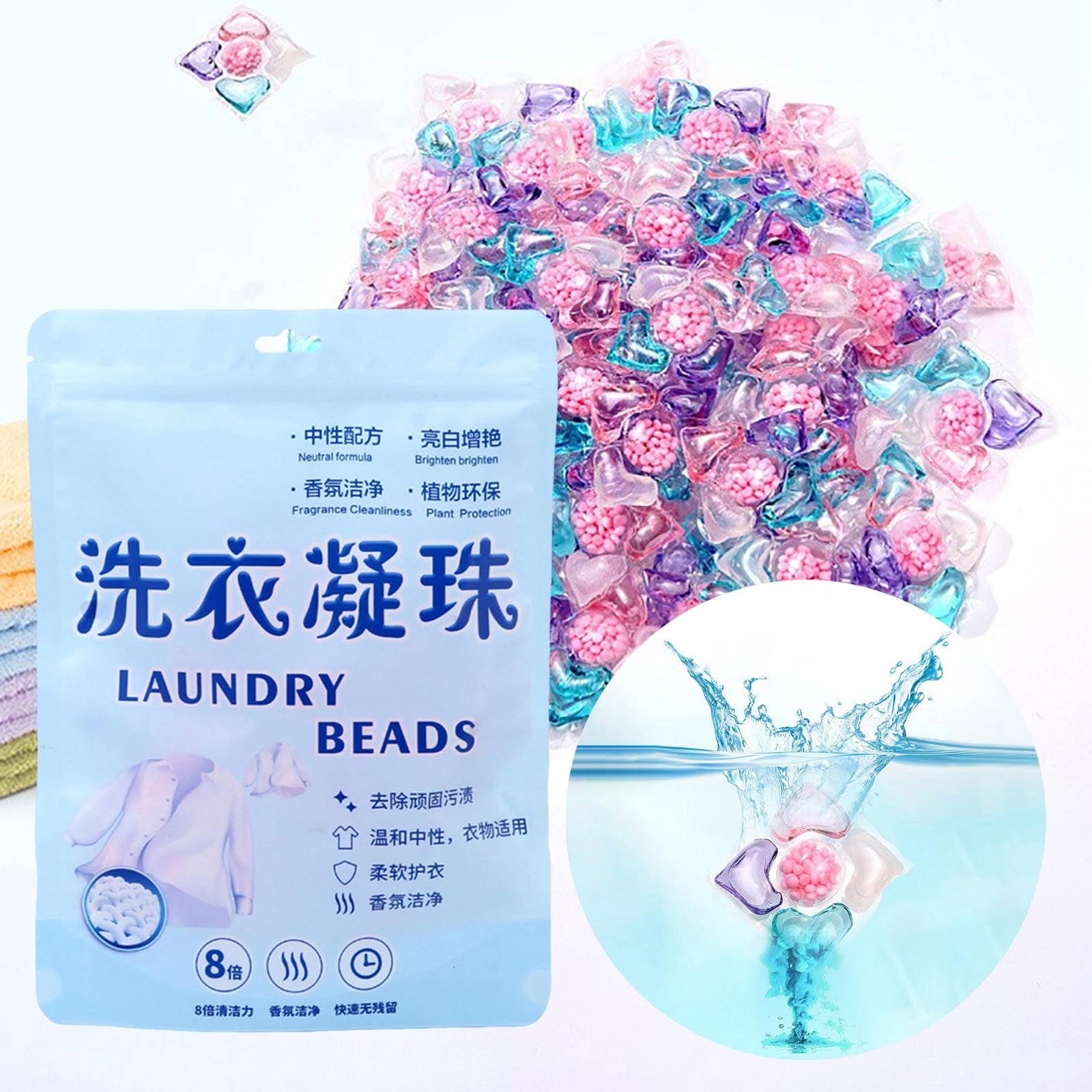 Kadlawus Laundry Beads, 5-in-1 Concentrated Detergent Beads for Deep Cleaning and Stain Removal, Long Lasting Scented Laundry Pods 30 Pc