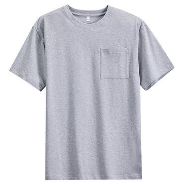 Posijego T-Shirts en Coton pour Hommes Grande Taille T-Shirts à Manches Courtes pour Hommes avec Poche T-Shirts Unis Chemises Décontractées d'Été