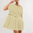thumbnail image 1 of EQWLJWE Summer Patchwork Mini Dresses for Women 2024,Pleated Ruffle Dresses for Women Crew Neck Short Sleeve Dress ,Solid Ruffle A Line Beach Boho Long Maxi Dress with Pockets, 1 of 9