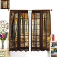 thumbnail image 2 of Fall Kitchen Curtains Grommet Waterproof Window Drapes with Autumn Forest Tree Outside Wooden Window Print Pattern Decorative Privacy Curtains for Bedroom Bathroom Cafe 2 Panels 27.5 x 39 Inch, 2 of 5
