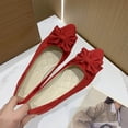 thumbnail image 4 of Xfvqtps Womens Pointed Toe Bow Flats Colorful Quilted Insole Comfortable Casual Flat Shoes for Work Leisure Red, 4 of 5