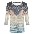 thumbnail image 4 of Pompotops T-shirt Imprimé pour Femmes, Manches 3/4 Mi-Longues, Col Rond, Décontracté, Liquidation, 4 of 5