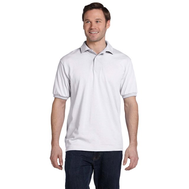 Hanes 054 EcoSmart Polo pour Hommes - Blanc - 3TG