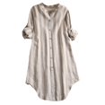 thumbnail image 1 of XZNGL Plus Size Top Women Button Up Pullover Cotton Striped Top Plus Size Tunic Blouse Button Up Shirt, 1 of 9