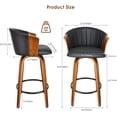 thumbnail image 3 of Swivel Bar Stools Set of 2 with Faux Leather Upholstered Seat and Back, 23.6 Inch Mid-Century Kitchen Counter Stools Bar Pub Chairs, Wood Frame & Metal Footrest, 3 of 8
