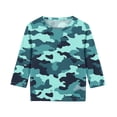thumbnail image 3 of XZNGL Camouflage Print 3/4 Sleeve Round Neck Top for Kids , Soft Polyester-Spandex Blend , Breathable Fabric , Easy Pullover Design , Versatile Layering Piece , Machine Washable, 3 of 6